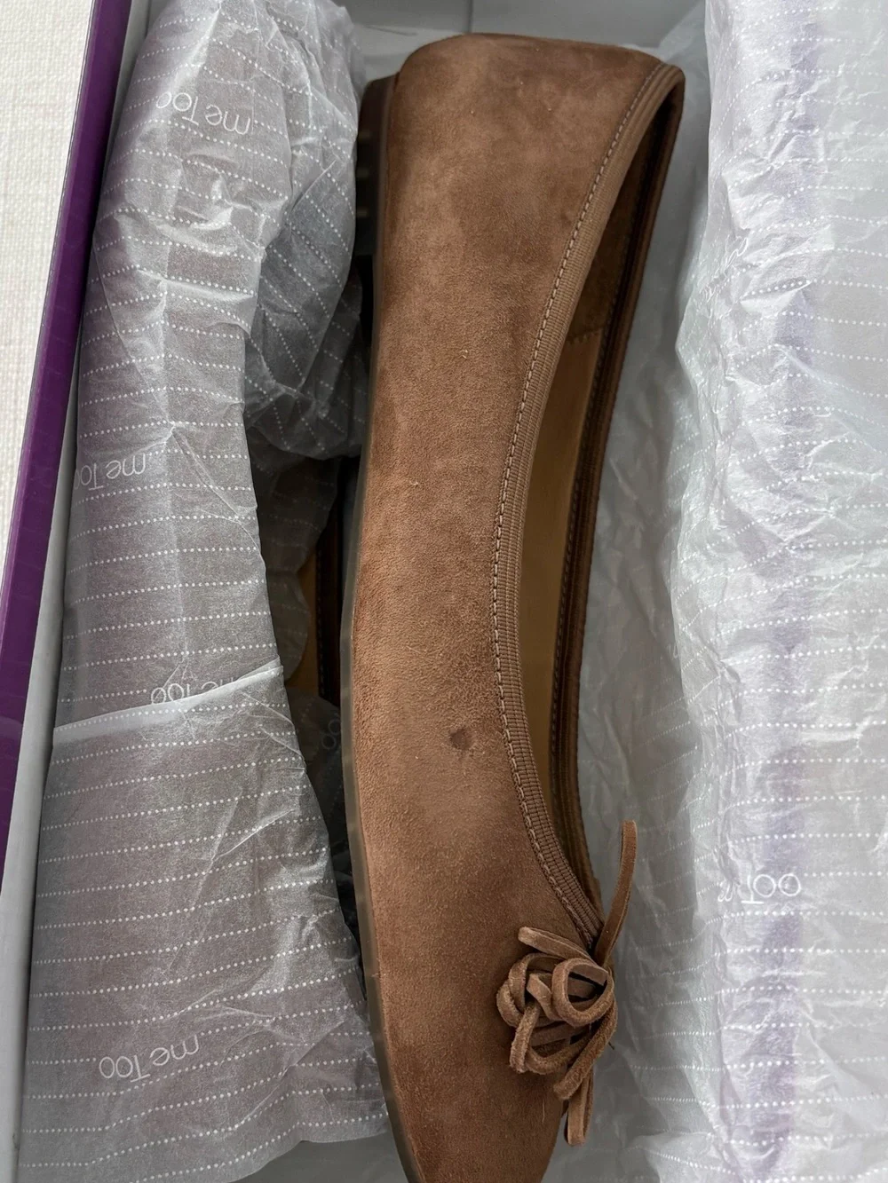 Me Too Chestnut Color Suede Flats. Size 8.